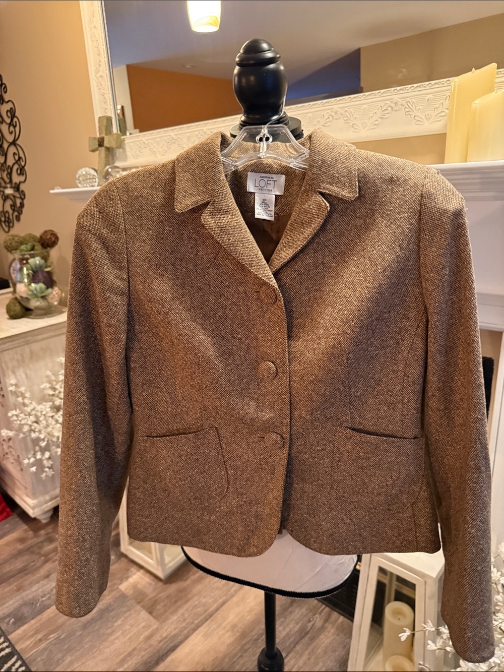 LOFT Women's Brown Tweed Cropped Blazer
